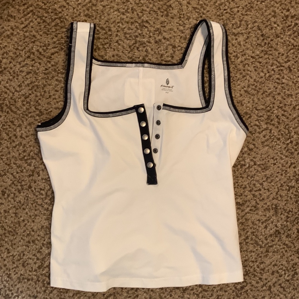 Free People Movement New Flow Henley Tank Top White NWOT - Picture 4 of 9